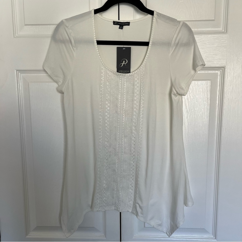 NWT White Adrianna Papell Blouse Size S